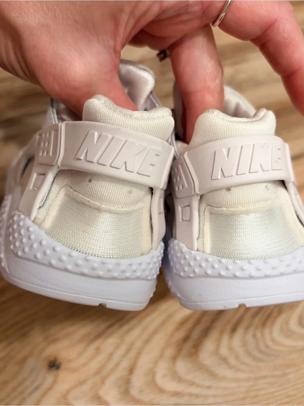 Kids Nike Air Huarache Neutral White & Cream Athletic Sneakers